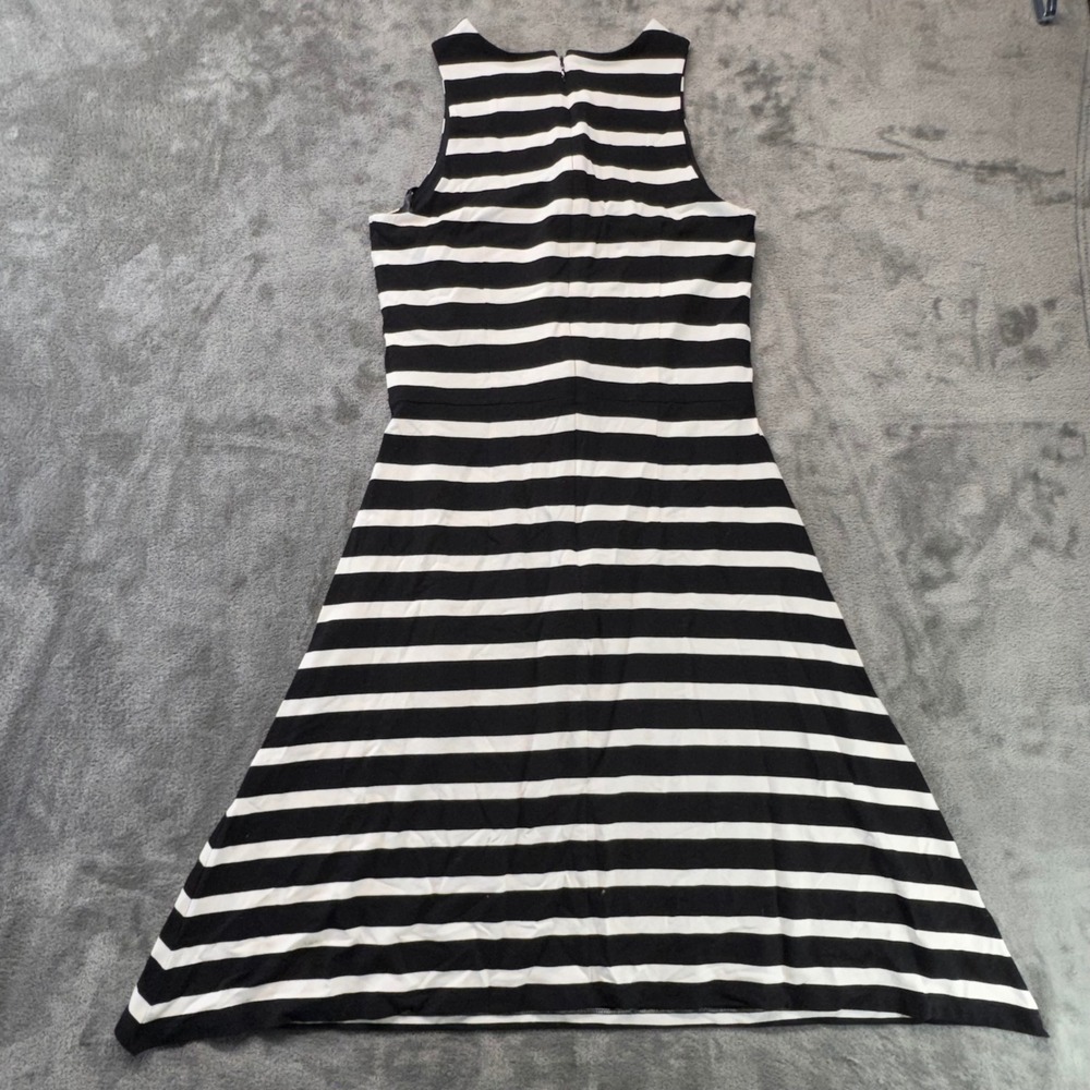 Ann Taylor Striped Sleeveless‎ Fit & Flare Casual Dress Black White Size 4